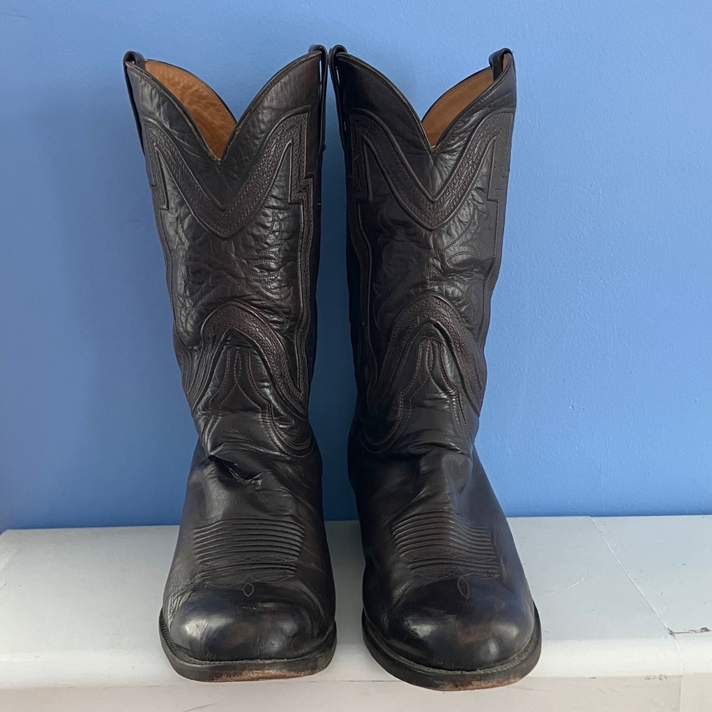 Lucchese Bootmaker - Men’s Collins Cowboy Boots in Chocolate - Size 11